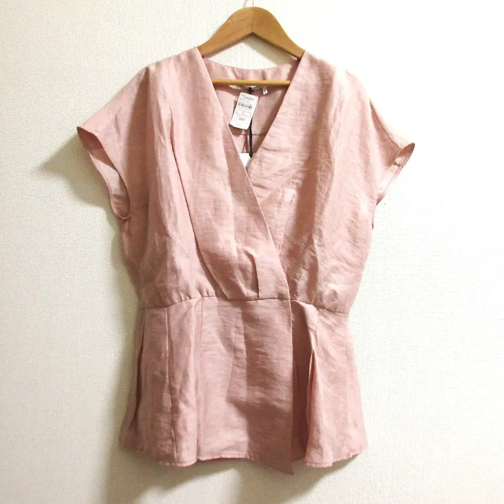 AGNONA アニオナ ノースリーブ フレア カシュクールブラウス シャツ サイズ44 ピンク
