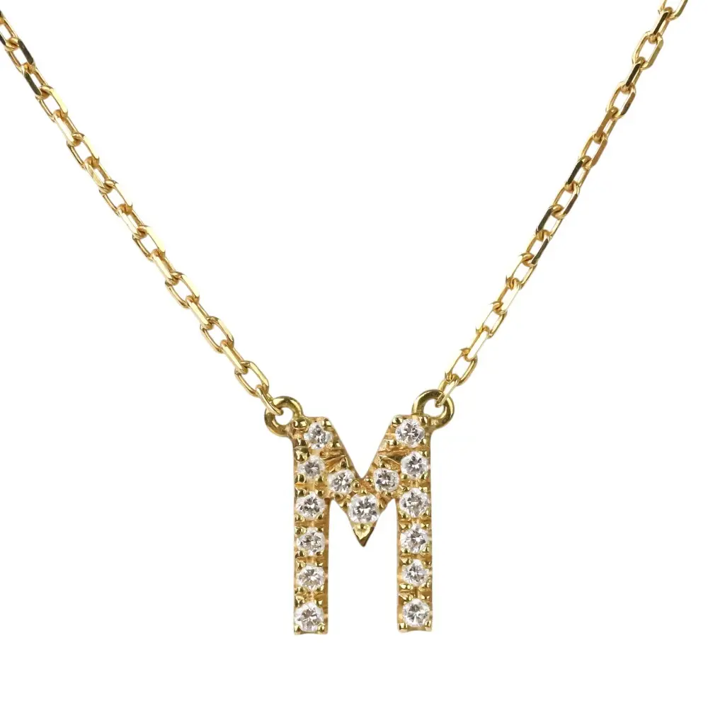 AHKAH アーカー D0.06ct ダイヤモンド K18YG イニシャルネックレス M イエローゴールド