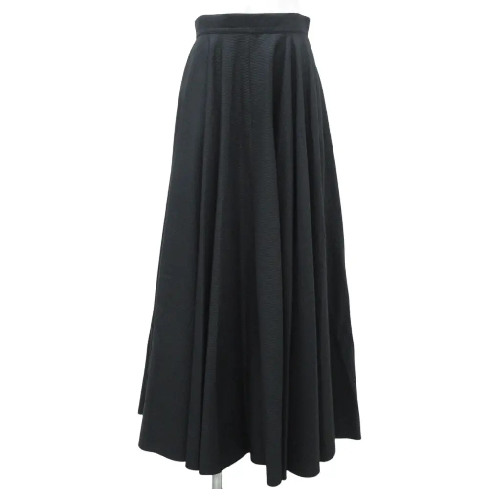 Alaia アライア ふくれジャガード フレア ロングスカート 38 ブラック