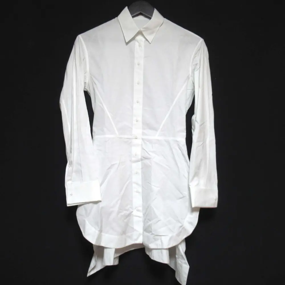 クリーニング済み ALAIA アライア ロングスリーブ 長袖 フレアヘム チュニック ブラウス シャツ 38サイズ ホワイト