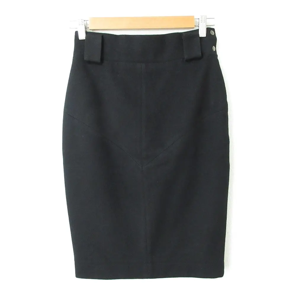 ALAIA アライア ヴィンテージ ウール100％ ハイウエスト ひざ丈 タイト ペンシルスカート 38 ブラック