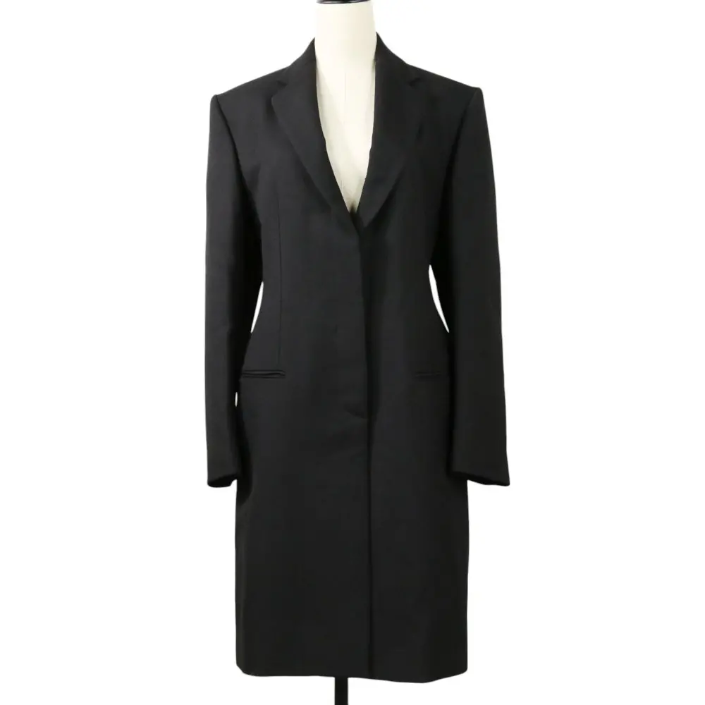 ALAIA アライア ダブルギャバジン ウール ロングチェスターコート サイズ38 AA9M0213T426 ブラック