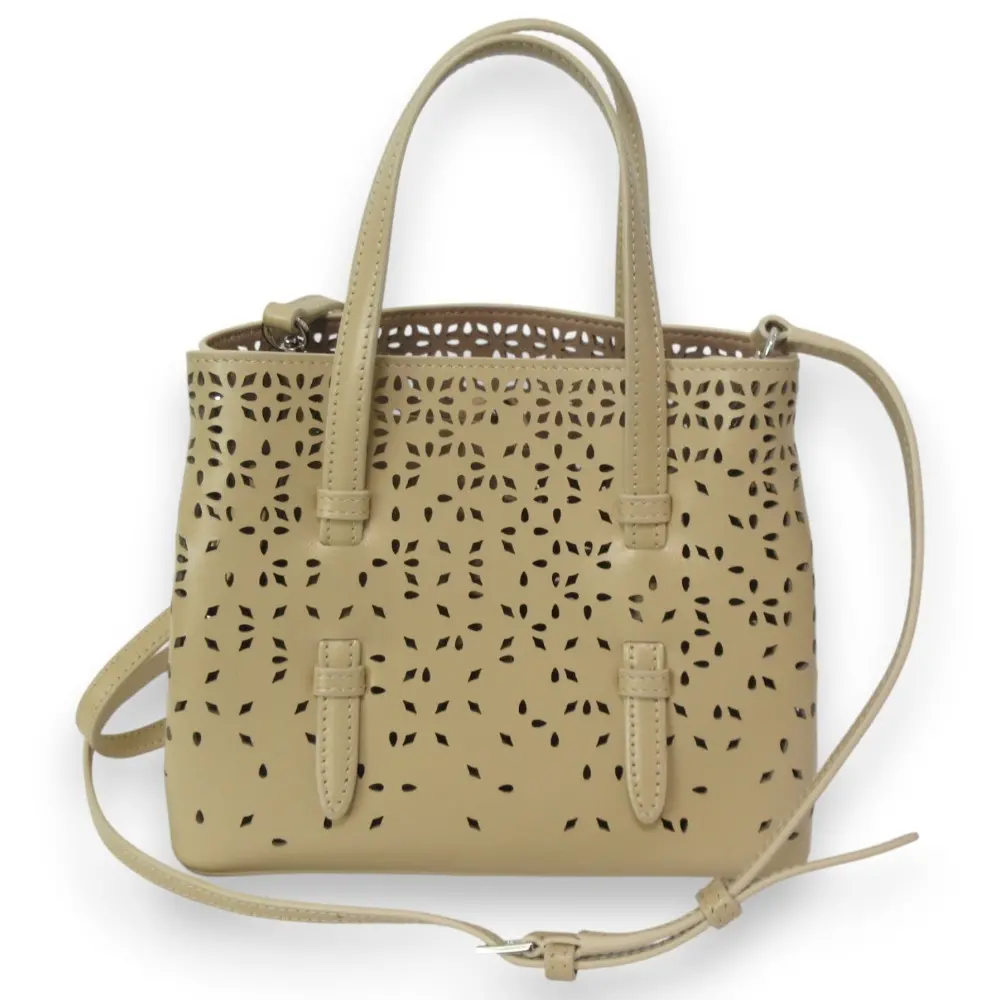 ALAIA アライア MINA 20 パンチングレザー 2way トートバッグ ショルダーバッグ ベージュ