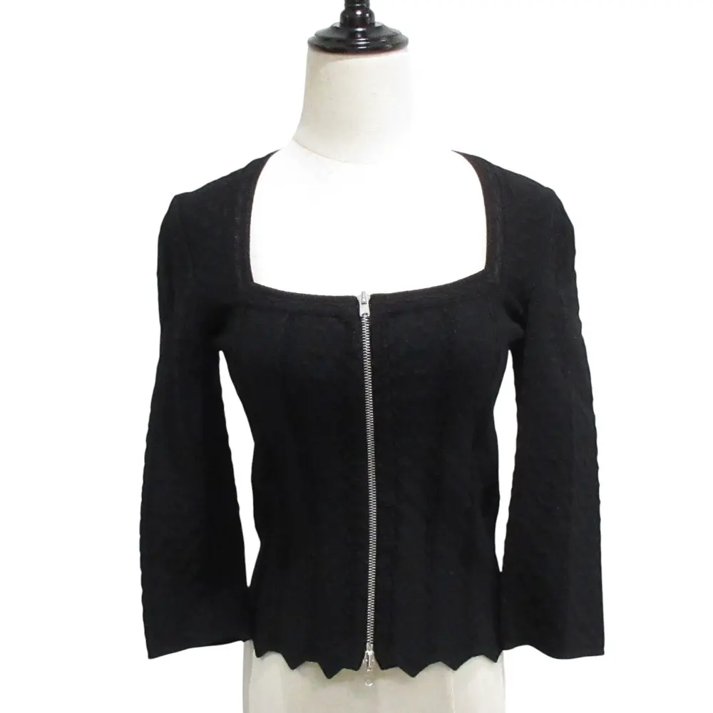 ALAIA アライア ヴィンテージ ジップアップ ニットジャケット カーディガン 38 ブラック