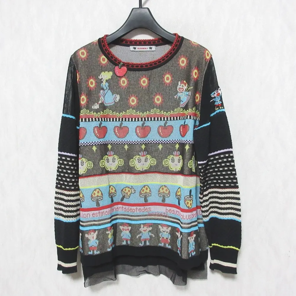 ALBEROBELLO オレボレブラ アルベロベロ 小人ぶたさん 白雪姫モチーフ ジャガード プルオーバー カットソー ブラック系