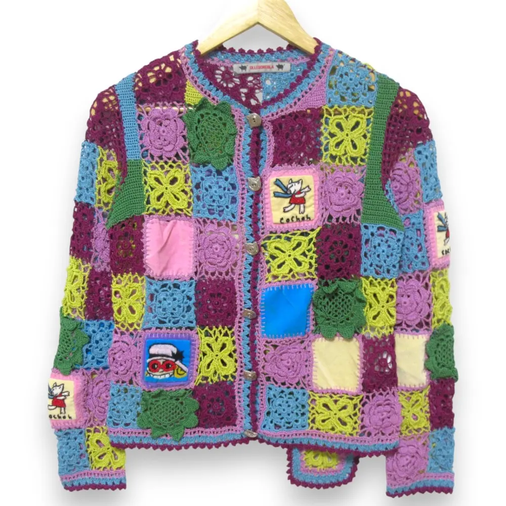 ALBEROBELLO OLLEBOREBLA アルベロベロ オレボレブラ クロッシェ パッチワーク カーディガン マルチカラー