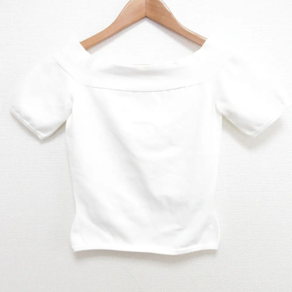 Alexander McQueen アレキサンダーマックイーン 2021年モデル オフショルダー 半袖 ショート丈 ニットトップス 669510 S ホワイト