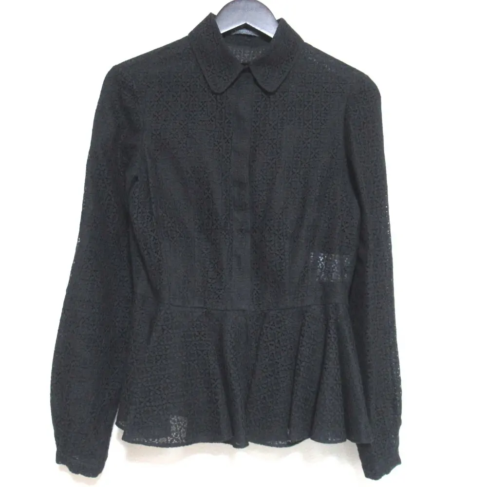 Alexander McQueen アレキサンダーマックイーン ロングスリーブ 長袖 ペプラム レース シャツ ブラウス 40サイズ ブラック