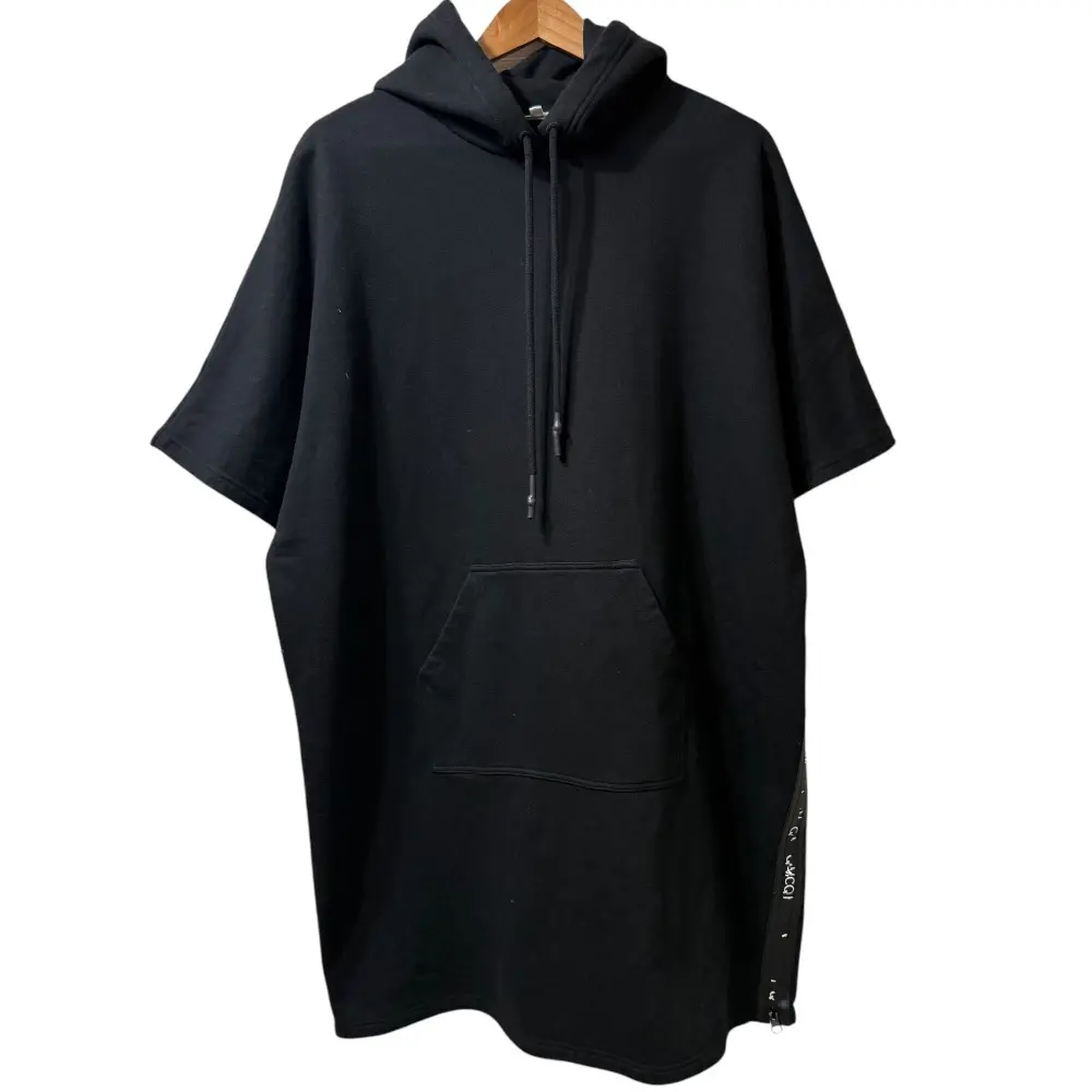 McQ マックキュー アレキサンダーマックイーン 半袖 ひざ丈 ワンピース ロングパーカー L ブラック