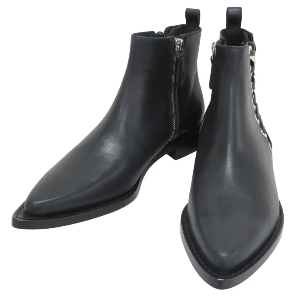 Alexander McQueen アレキサンダーマックイーン レザー サイドチェーンアップブーツ ショートブーツ 36.5 23.5cm相当 ブラック