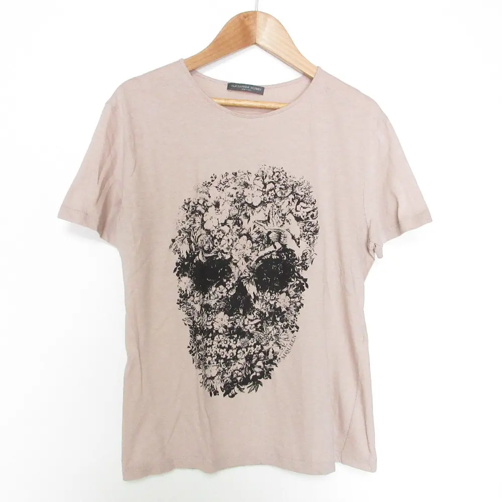 ALEXANDER McQUEEN アレキサンダーマックイーン 本人期 フラワースカル 半袖 クルーネック Tシャツ カットソー 40 ピンク