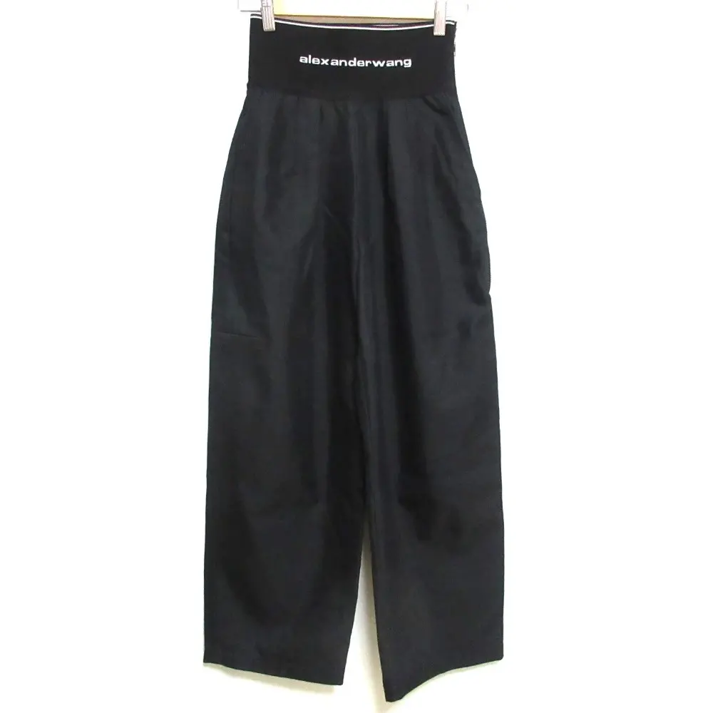 Alexander Wang アレキサンダーワン ロゴ インターシャ ストレートレッグ トラウザーズ パンツ 1WC1224451 0 ブラック
