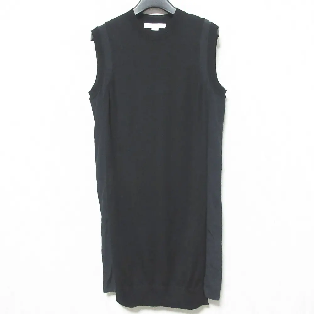 Alexander Wang アレキサンダーワン シルク切替 サイドパネル ノースリーブ Iライン ニットワンピース ドレス XS ブラック