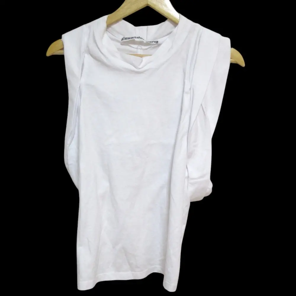 Alexander Wang アレキサンダーワン デザインスリーブ ノースリーブ 変形カットソー Sサイズ ホワイト