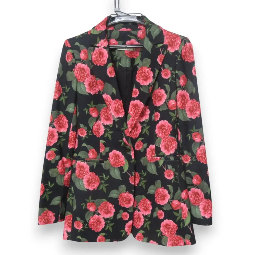 Alice+Olivia アリスアンドオリビア フラワープリント 総柄 テーラードジャケット CC207P01206 サイズ0 ブラック