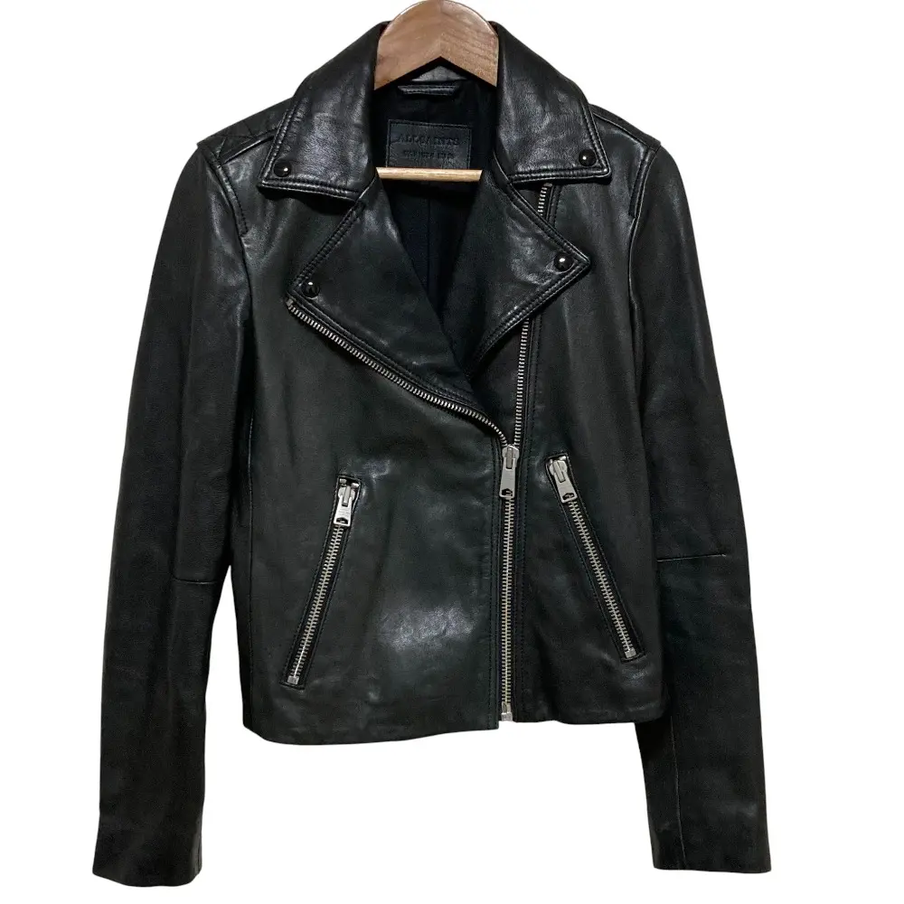 ALLSAINTS オールセインツ DALBY BIKER ラムレザー ダブルライダースジャケット UK8 ブラック 