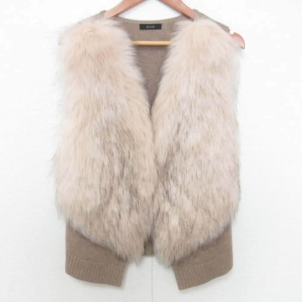 22AW allureville アルアバイル フェイクファードッキングショートジレ ベスト サイズ2 ベージュ