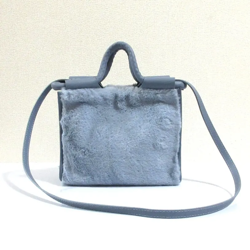 23AW allureville アルアバイル エコファースクエアショルダーバッグ 2WAY ハンドバッグ ライトブルー