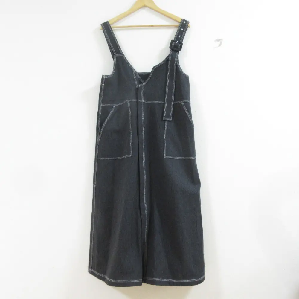 AMERI アメリ SHOREDITCH OVER DRESS ロング丈 マキシ丈 デニムサロペットスカート ジャンパースカート ワンピース M ブラック