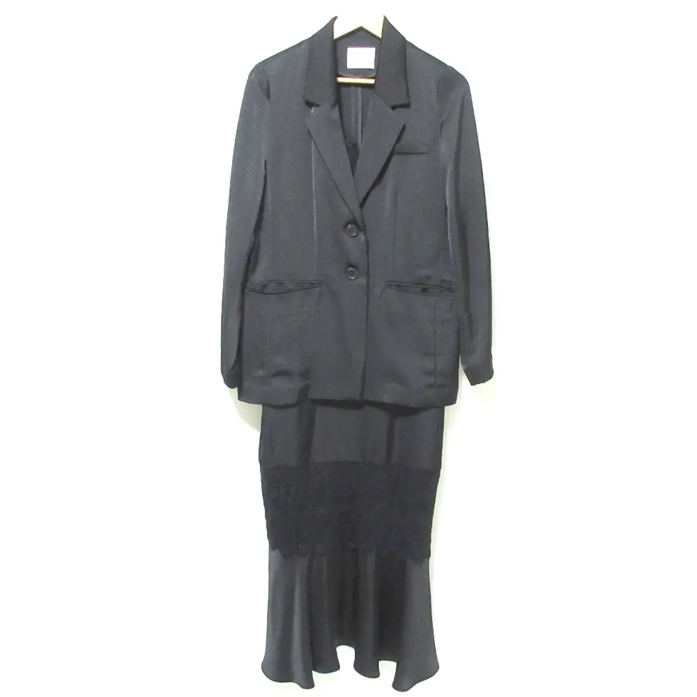 24AW AMERI アメリヴィンテージ JACKET SET FLUFFY LACE DRESS ジャケット×ドレス ワンピース セットアップ M ブラック