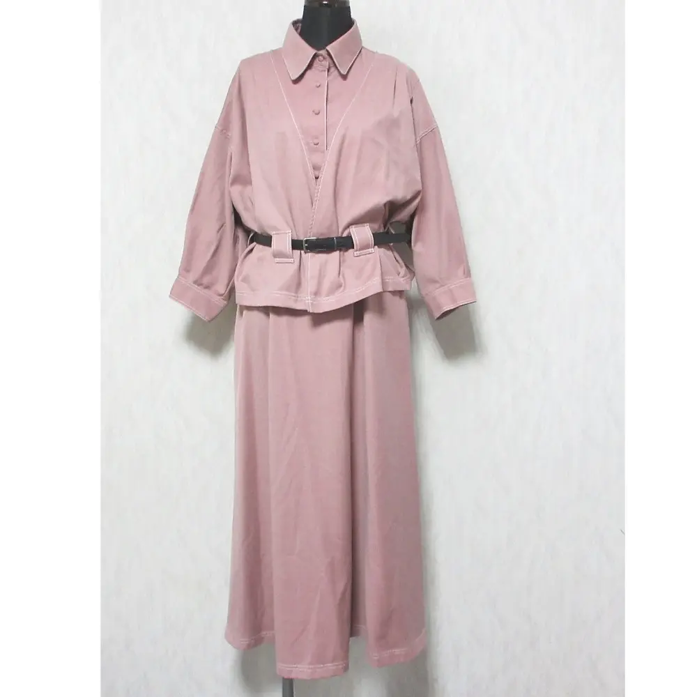 AMERI アメリ GENTLEWOMAN OVERLAP DRESS ロング フレア レイヤード ドッキングワンピース 01010540420 S ピンク