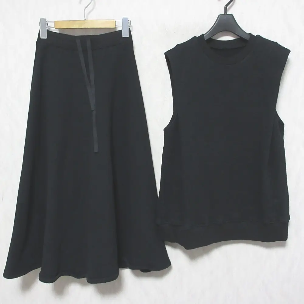 22SS AMERI アメリ MANY WAY TRIO SWEAT DRESS スウェットベスト ロングスカート セットアップ 02120531171 S ブラック
