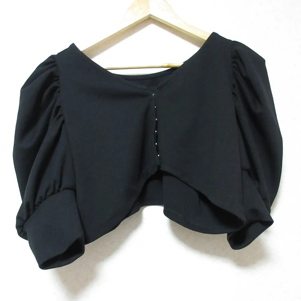 22AW AMERI アメリ 3WAY VOLUME SLEEVE LAYERED TOP ショートトップス カーディガン シアータンクトップ セット F ブラック