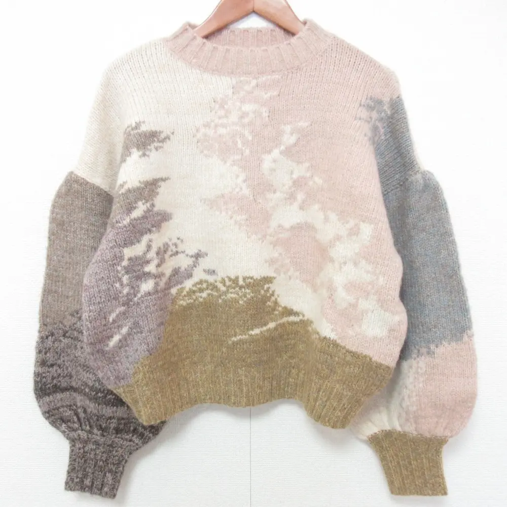 21AW AMERI アメリ ANDREA ABSTRACT PAINT KNIT プルオーバー インターシャ ニット セーター サイズF マルチカラー