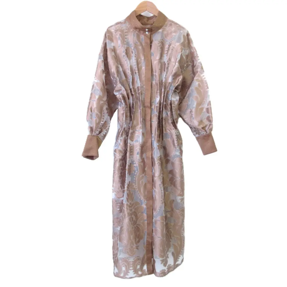 AMERI アメリ UND SHEER JACQUARD TUCK DRESS シアー ワンピース S ブラウン