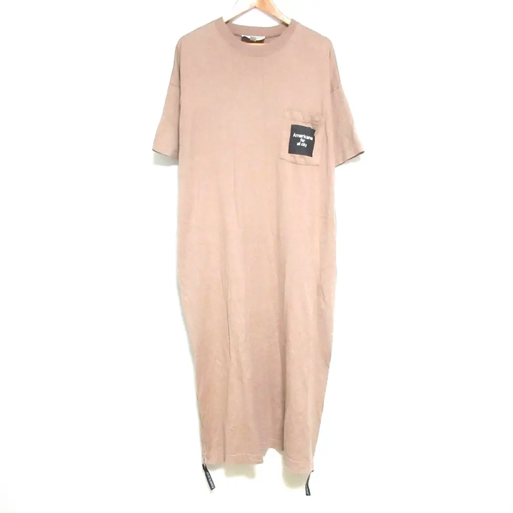 Americana アメリカーナ フリークスストア 別注 サイドジップ 半袖 マキシ丈 ロングカットソー ワンピース ベージュ