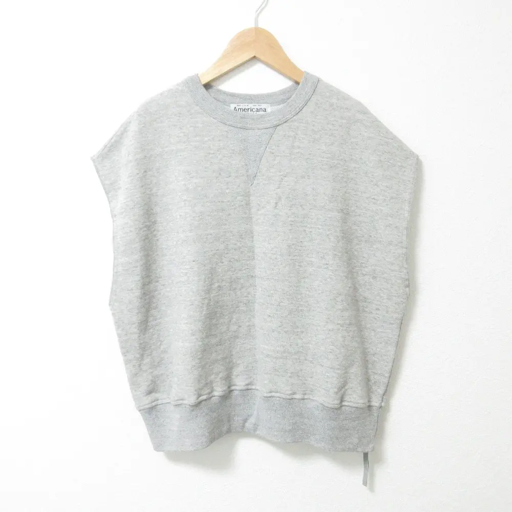 Americana アメリカーナ ノースリーブスウェットベスト サイドジップ プルオーバー カットソー グレー
