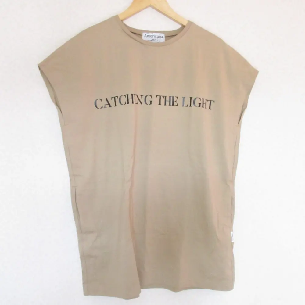 BEAUTY&YOUTH×Americana ビューティー＆ユース×アメリカーナ 別注 ロゴ ノースリーブ Tシャツ カットソー ベージュ