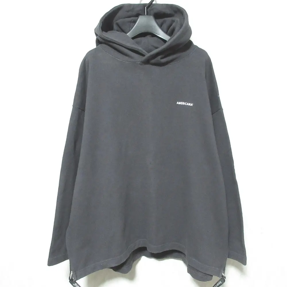 AMERICANA アメリカーナ ロゴプリント サイドジップ オーバーサイズ プルオーバー パーカー フーディー チャコールグレー