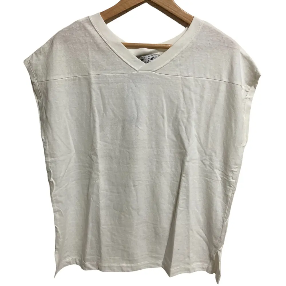 AMERICANA アメリカーナ ビューティ＆ユース 別注 フットボールＶネックノースリーブTシャツ カットソー F ホワイト 