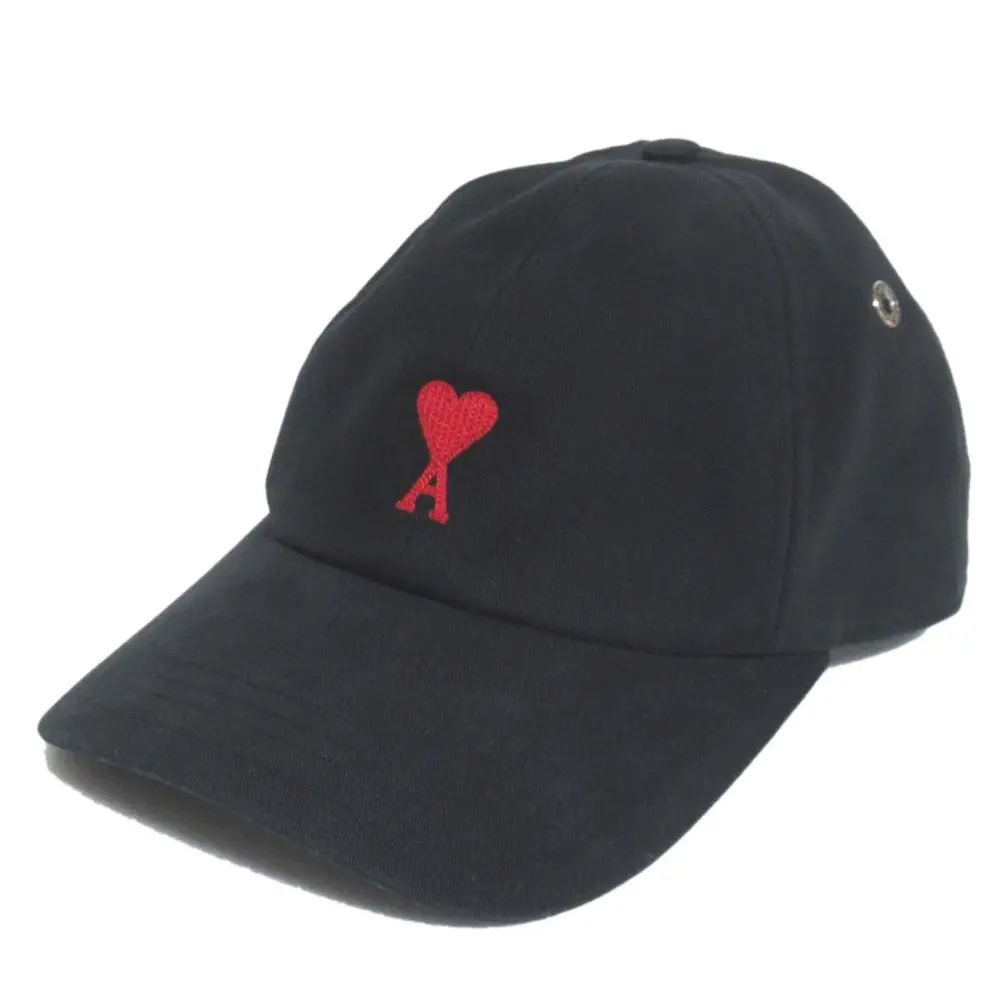 AMI PARIS アミパリス ロゴ刺繍 キャップ 帽子 BFUCP213.291 ブラック×レッド