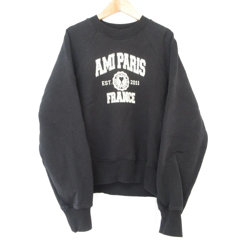 AMI PARIS アミ パリス アレクサンドルマテュッシ カレッジロゴプリント スウェット トレーナー サイズS ネイビー