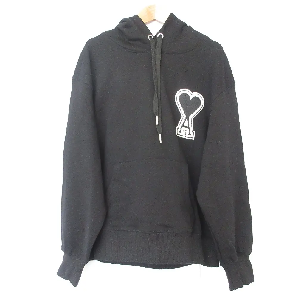 AMI PARIS アミ パリス アレクサンドルマテュッシ ハートロゴ プルオーバー スウェットパーカー オーバーサイズ S ブラック
