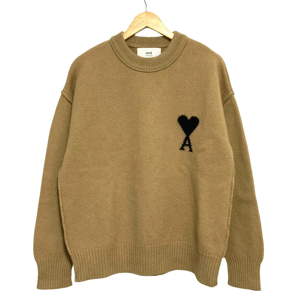 AMI PARIS アミパリス クルーネック ニット セーター UKS838.018 Mサイズ キャメル