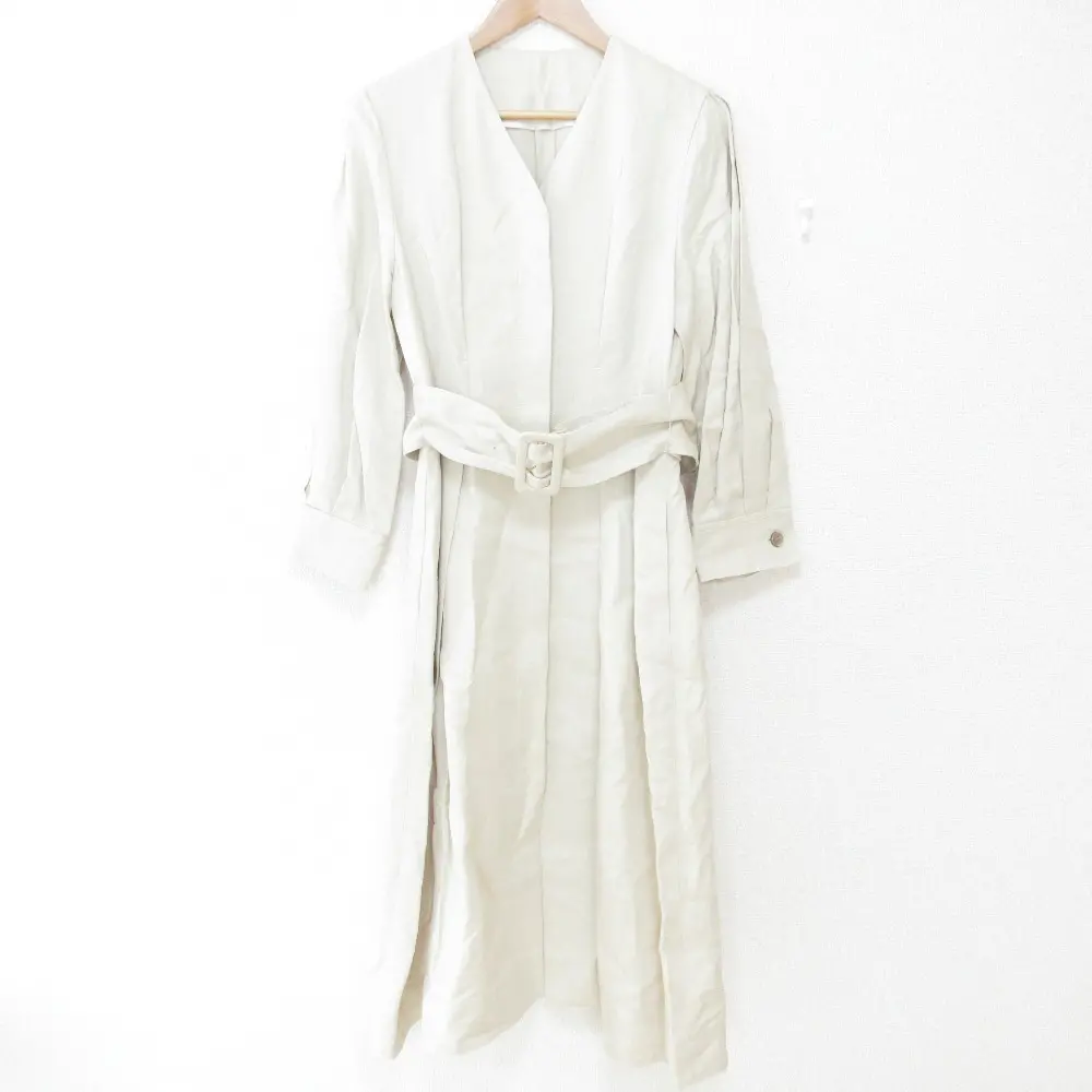 20SS ANAYI アナイ リネンレーヨンタックスリーブコート ワンピース 38 ベージュ