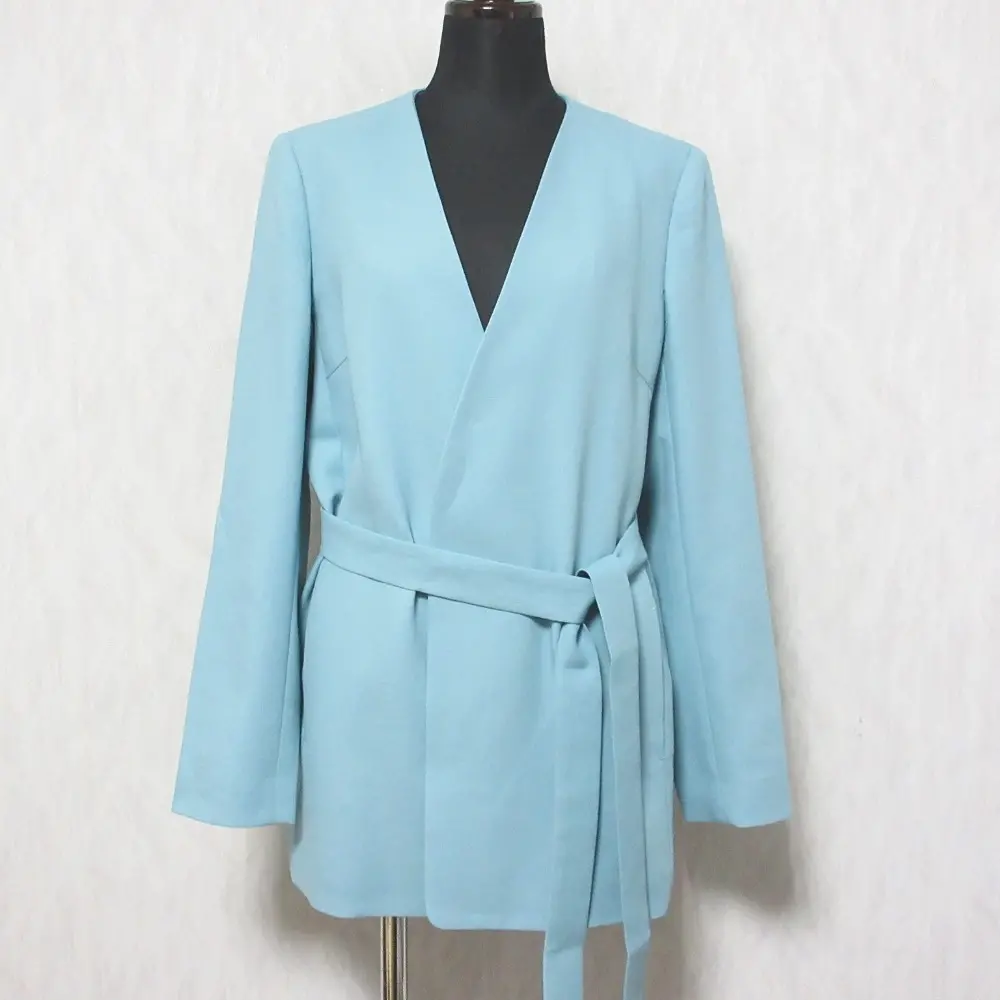 21SS ANAYI アナイ コットンダブルクロスノーカラージャケット ベルト付き 38 ミントグリーン