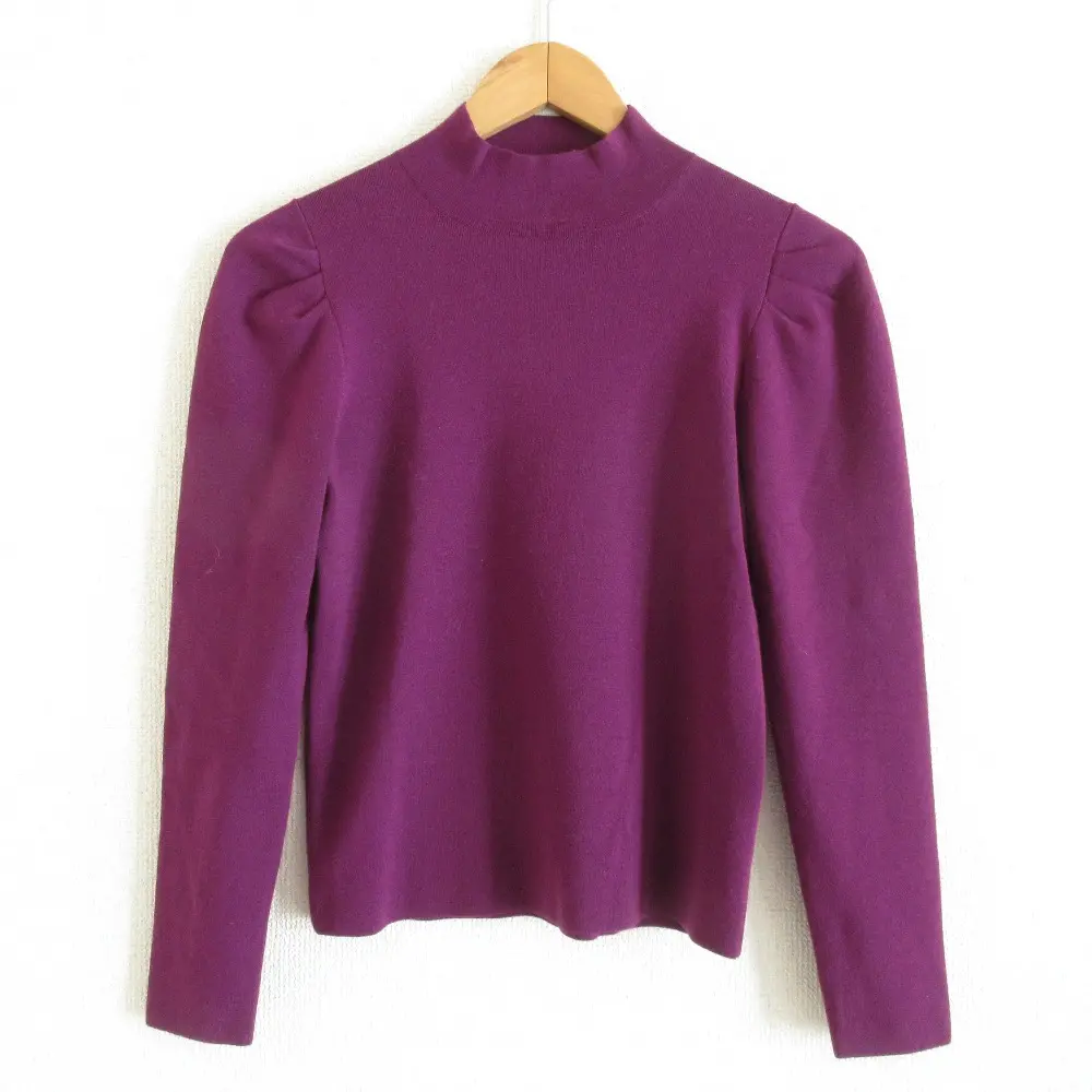 23AW ANAYI アナイ ウールストレッチスムース プルオーバー 長袖 ハイネック ニット カットソー 10232816150 38 パープル