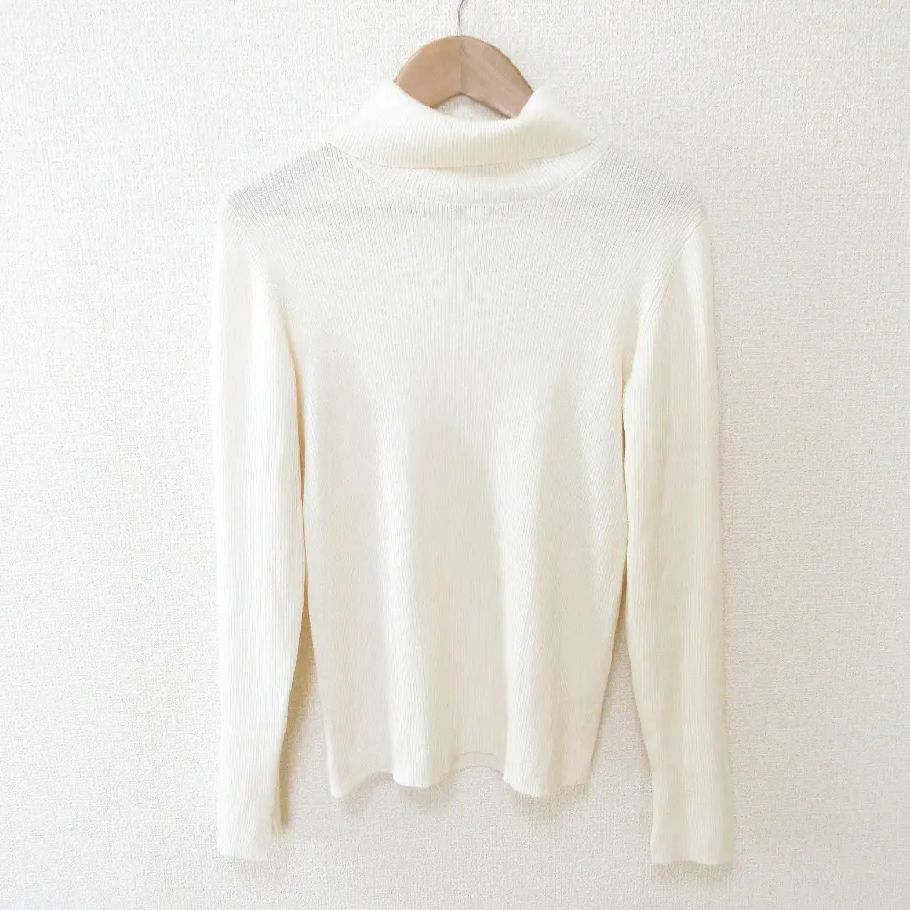 22AW ANAYI アナイ ウールシルクリブハイネックプルオーバー 長袖 ニット カットソー セーター 10222816080 36 アイボリー