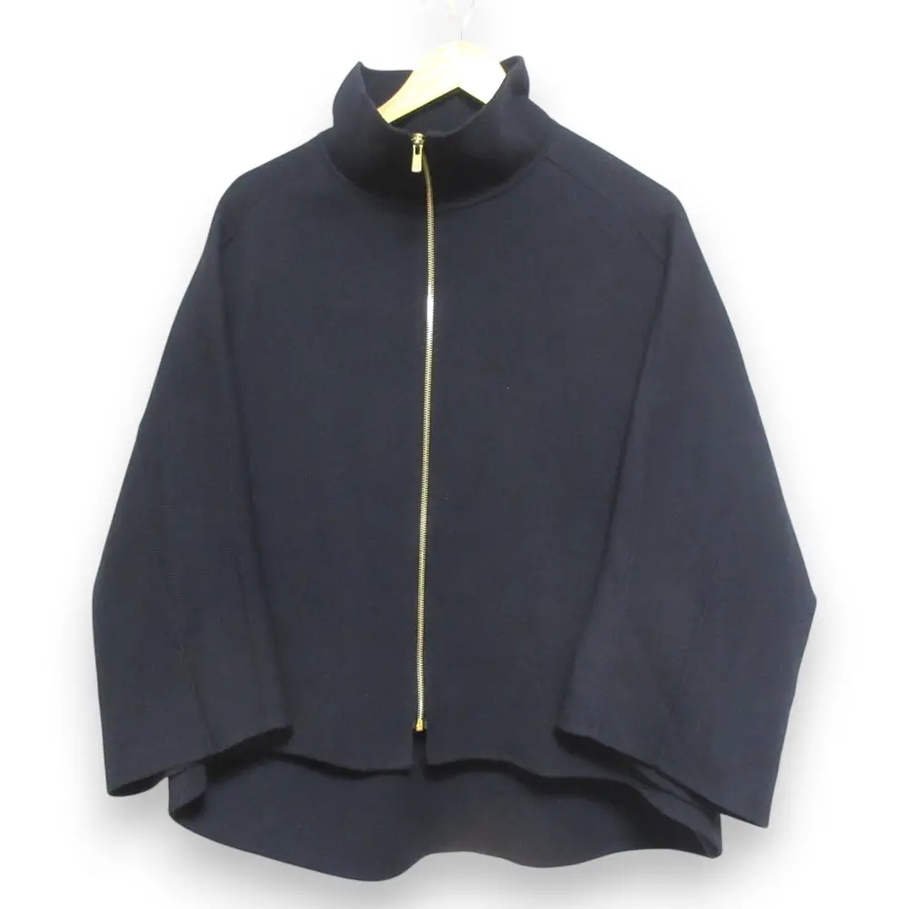 ANAYI アナイ カルゼリバースタンドカラーコート ハーフコート ネイビー×ゴールド金具 サンプル品