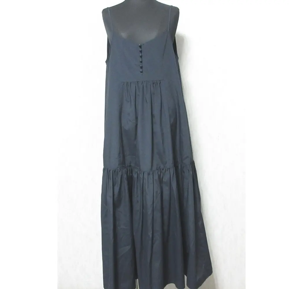 ANAYI アナイ ロング マキシ丈 ティアード フレア キャミソールワンピース 38 ネイビー
