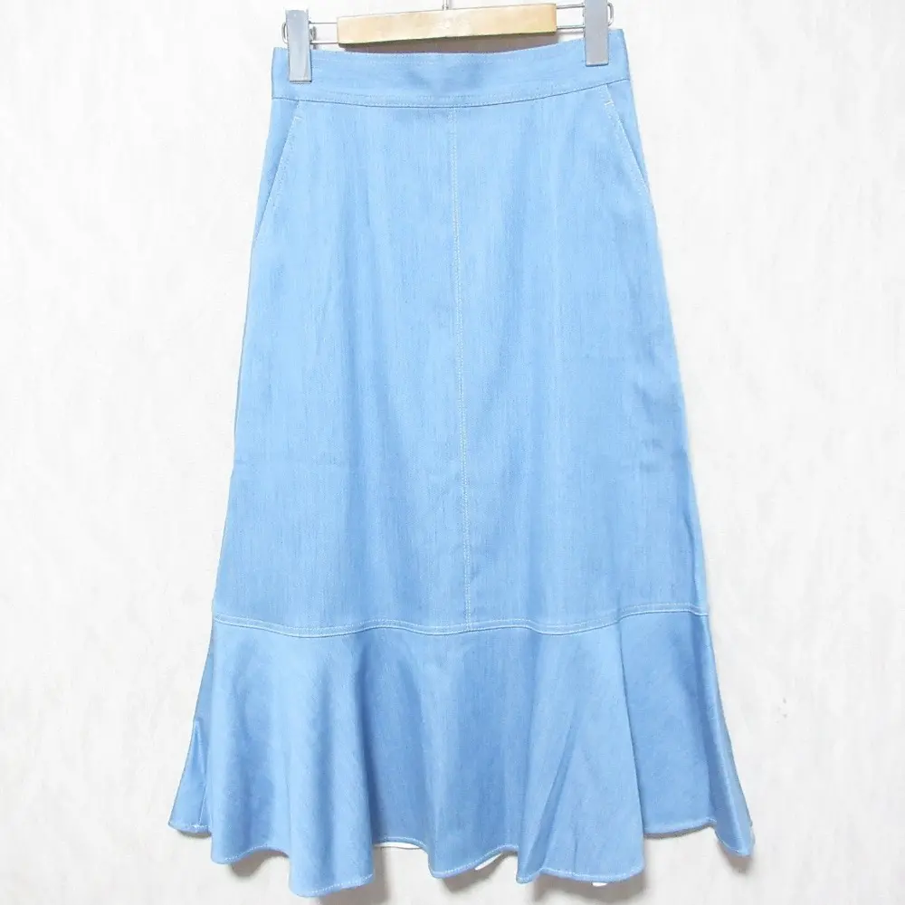 22SS ANAYI アナイ ストレッチ ロング デニムスカート サイズ36 ライトブルー