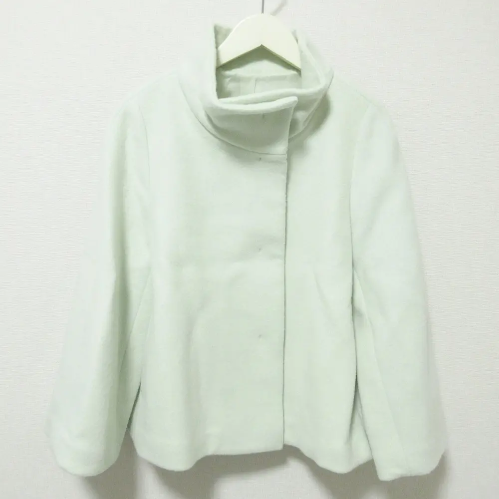 22AW ANAYI アナイ シャンブレーショートコート スタンドカラー ジャケット 10222717060 36 ミントグリーン