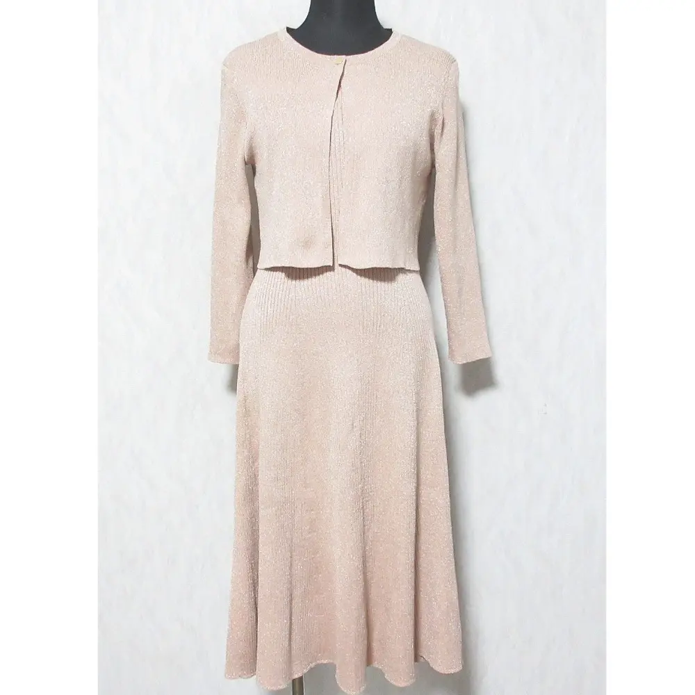 ANAYI アナイ リブニットワンピース ボレロカーディガン アンサンブル 38 ピンクベージュ