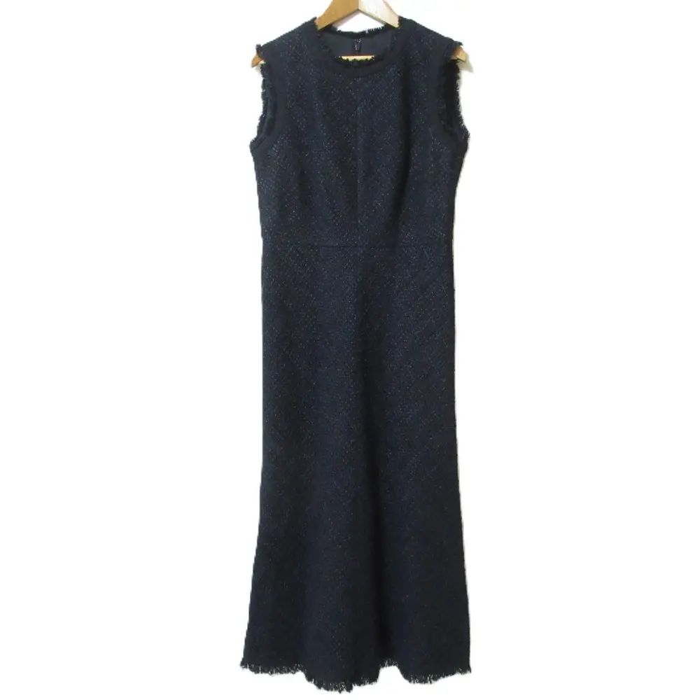 22SS ANAYI アナイ サマーツイード スリーブレスドレスワンピース サイズ38 ネイビー