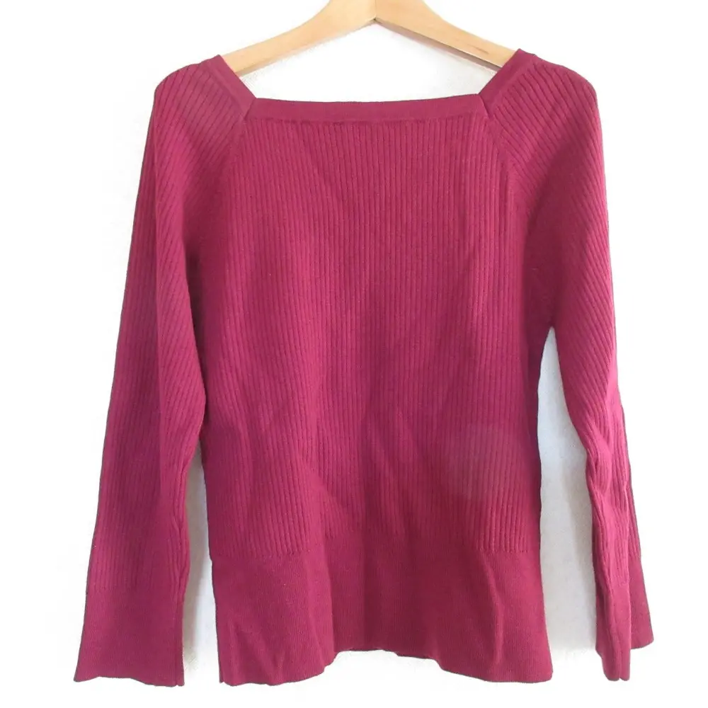 24AW ANAYI アナイ 長袖 バックリボン リブニット セーター 36 ボルドー