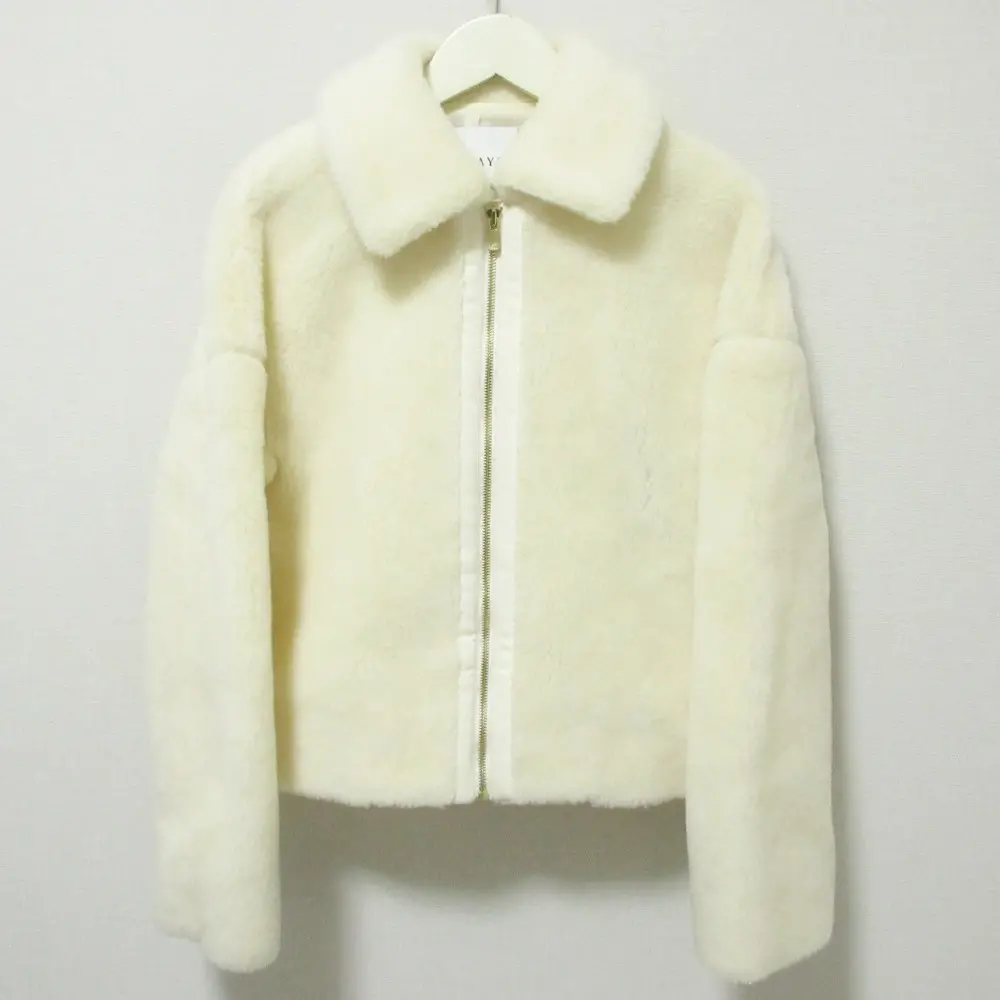 22AW ANAYI アナイ シルクブレンド ボアジップブルゾン ジャケット 34 オフホワイト